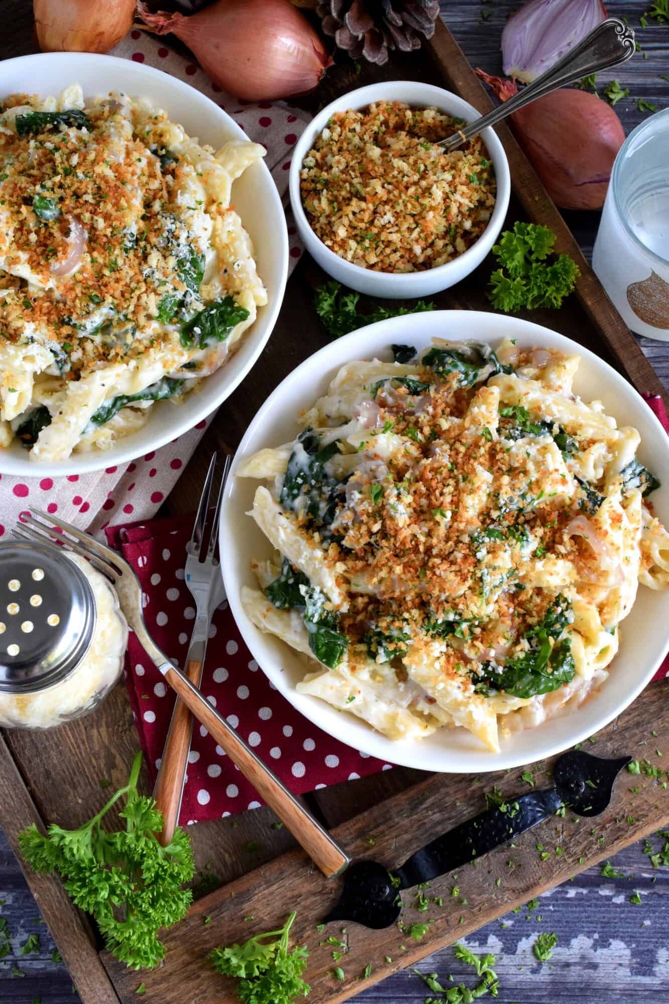 Creamy Pasta with Shallots and Swiss Chard