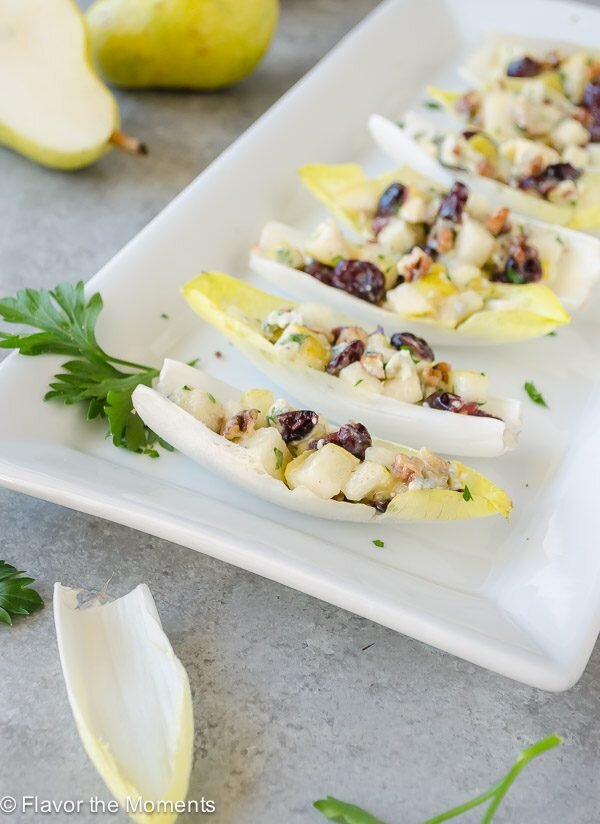 Endive Salad Bites with Pears, Blue Cheese, and Pecans