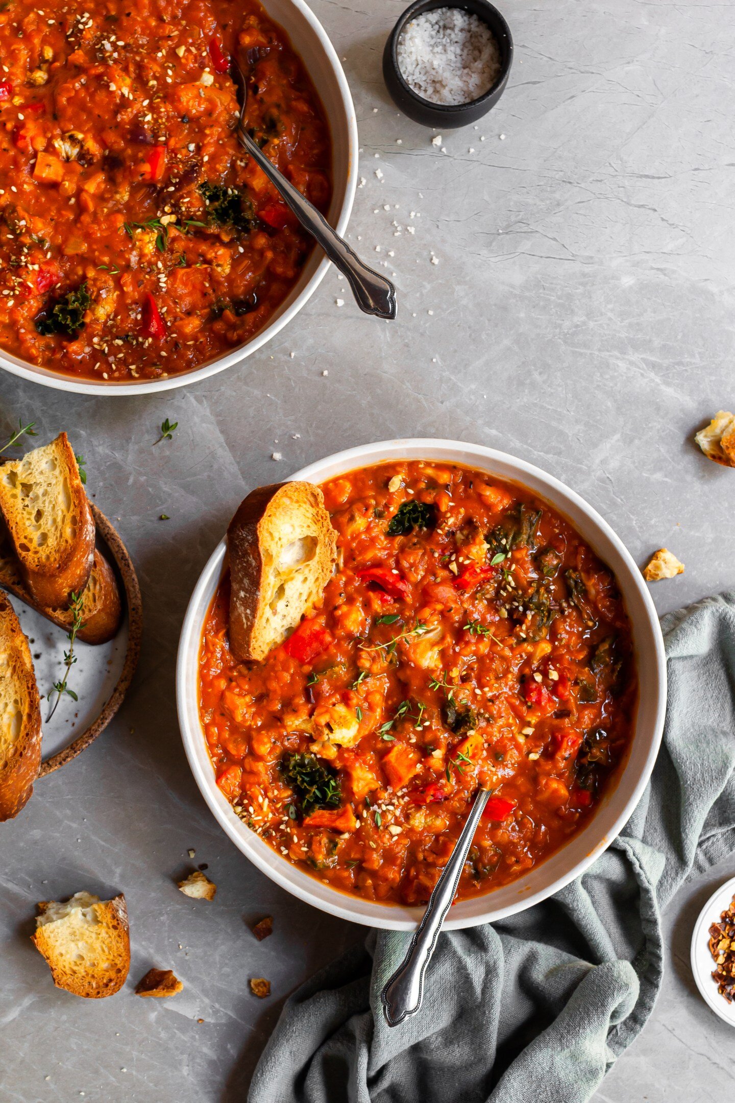 Roasted Garlic Vegetable Stew With Red Lentils &amp; Tomatoes
