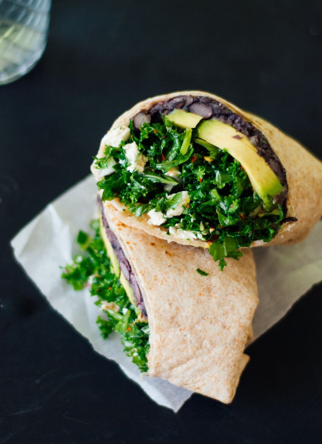 Simple Kale and Black Bean Burritos