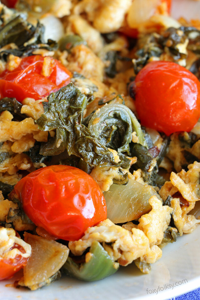Sauteed Pickled Mustard Greens With Tomatoes And Egg