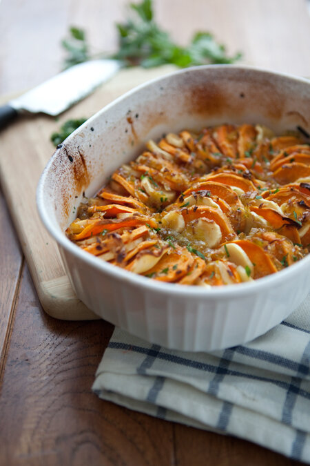 Maple-Roasted Sweet Potatoes and Parsnips