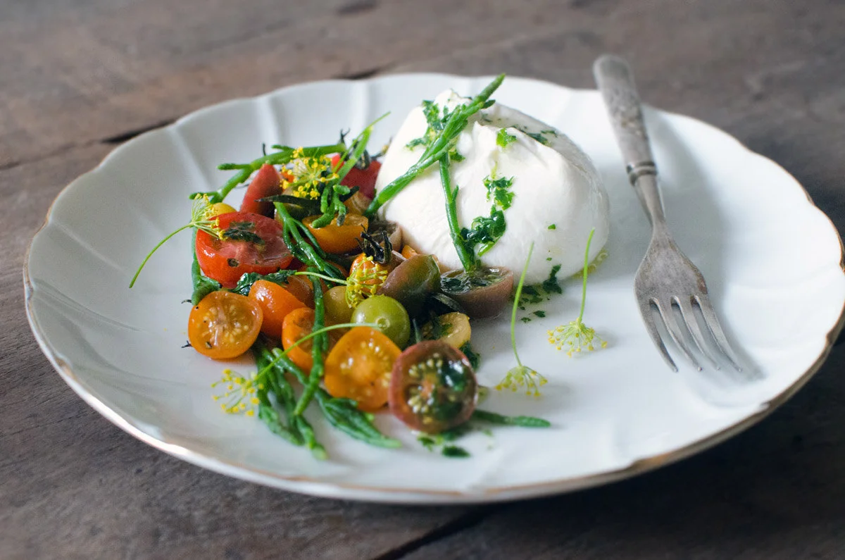 Heirloom Tomatoes, Samphire and Burrata