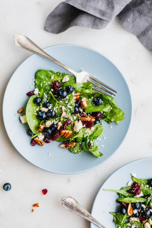 Blueberry Spinach Salad With Honey Balsamic Dressing