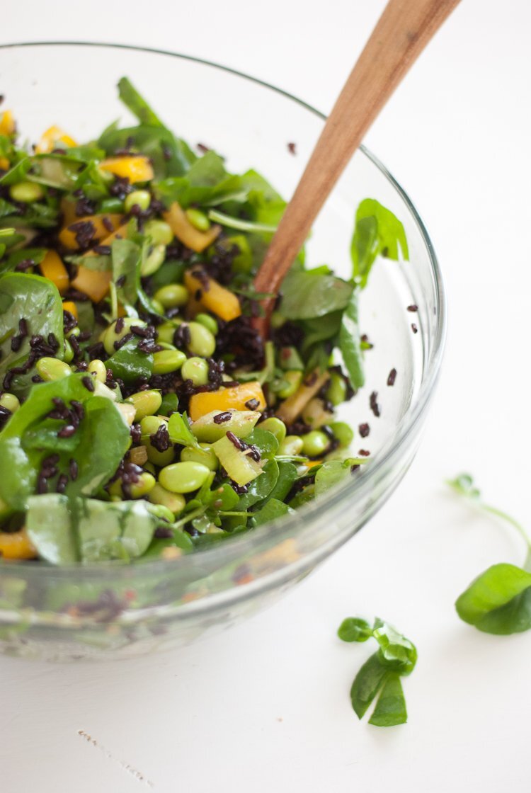 Watercress and Forbidden Rice Salad with Ginger Vinaigrette