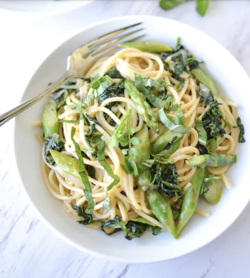 Asparagus &amp; Watercress Miso Spaghetti