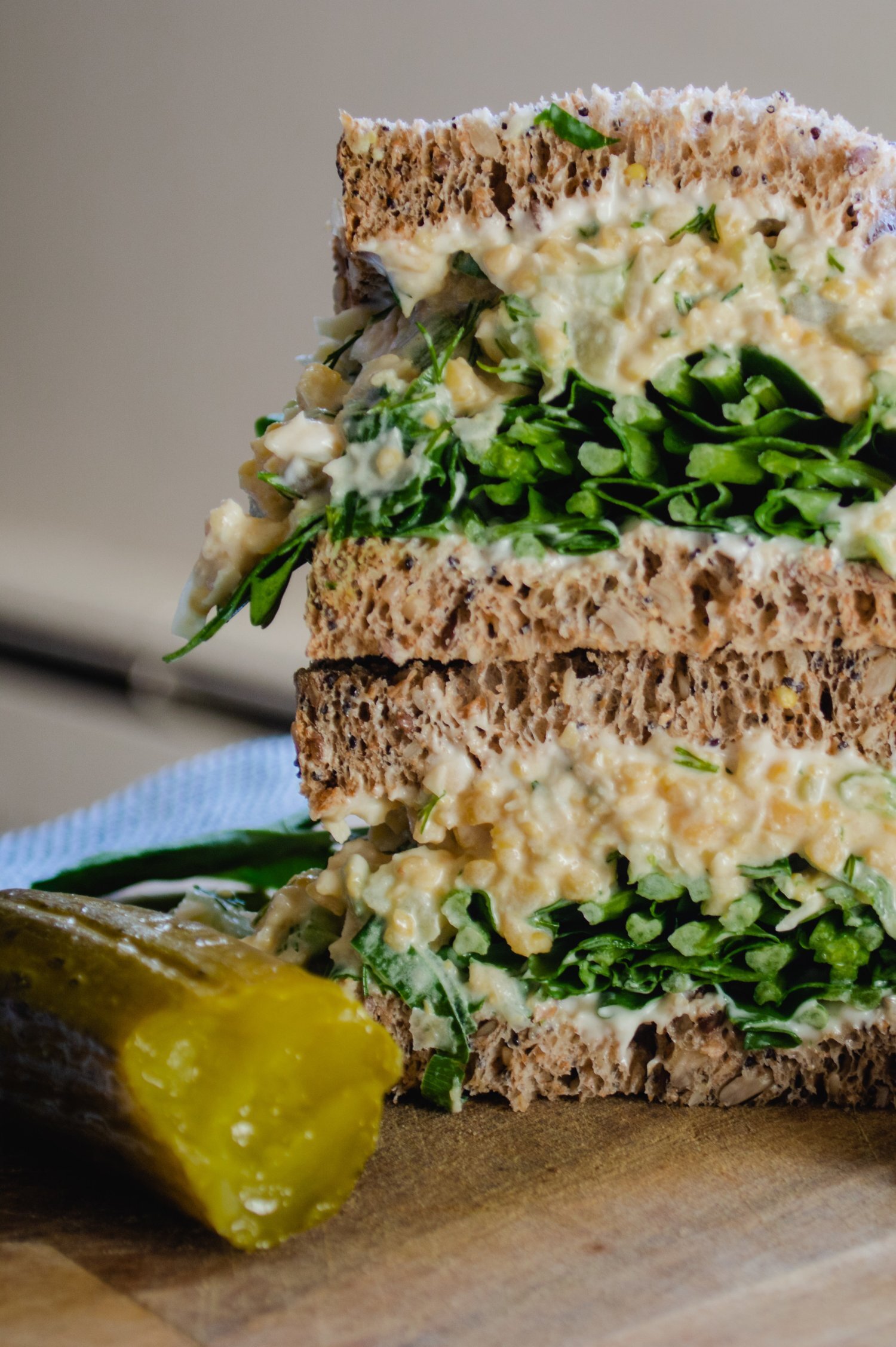 Smashed Chickpea Sandwich with Watercress