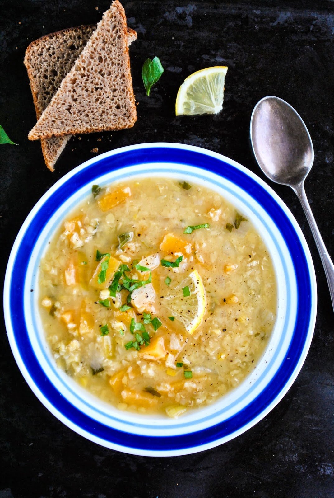 Lentil and turnip soup with lemon