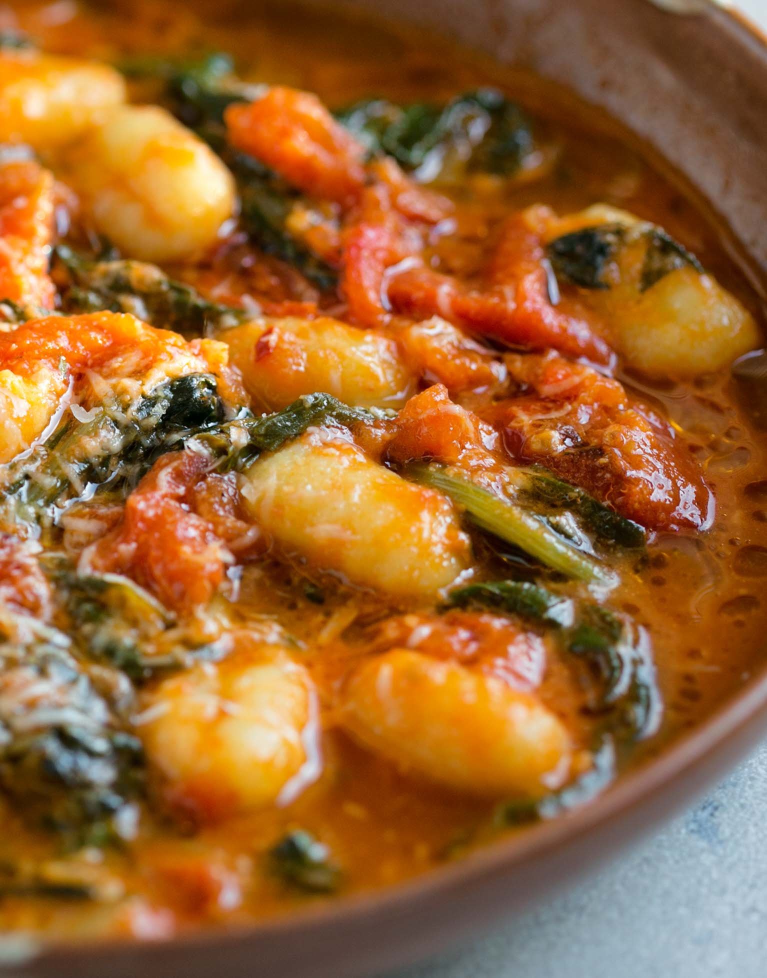 Gnocchi with Swiss Chard and Roasted Tomato Parmesan Sauce