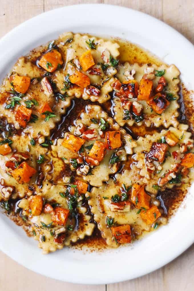 Butternut Squash Ravioli with Brown Butter &amp; Pecans