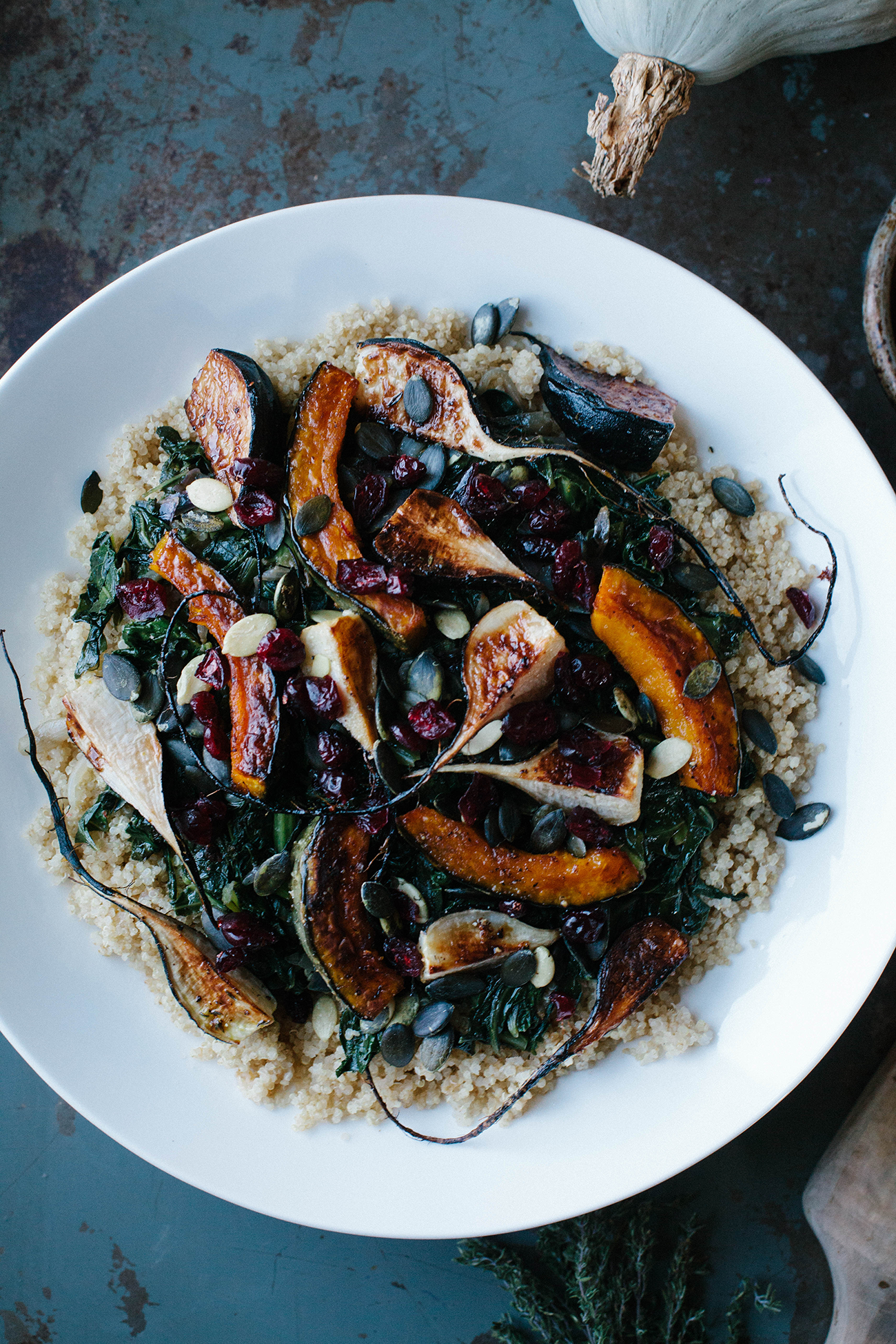 Warn Quinoa with Squash &amp; Collard Greens