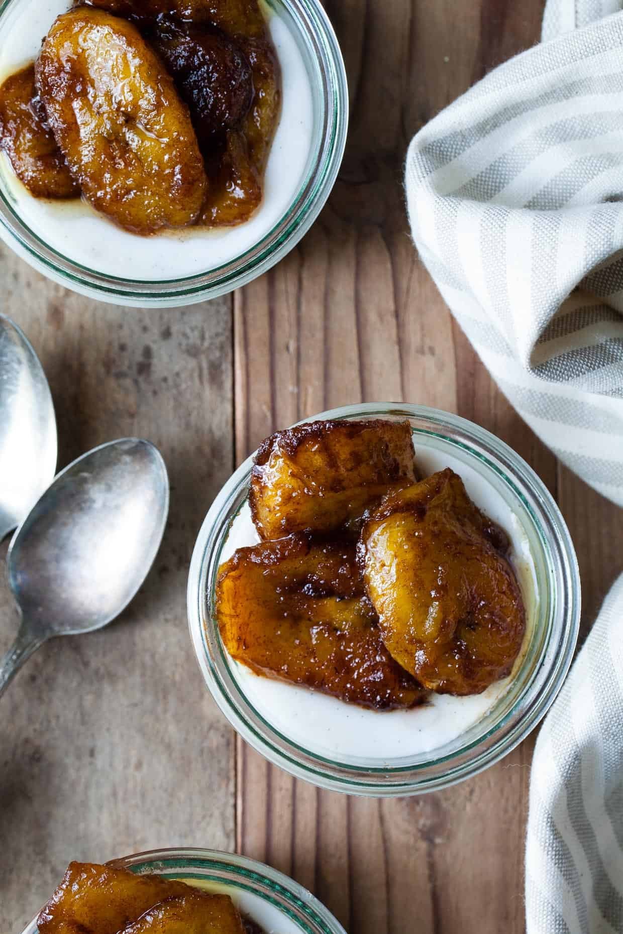 Vanilla Coconut Pudding With Caramelised Plantains