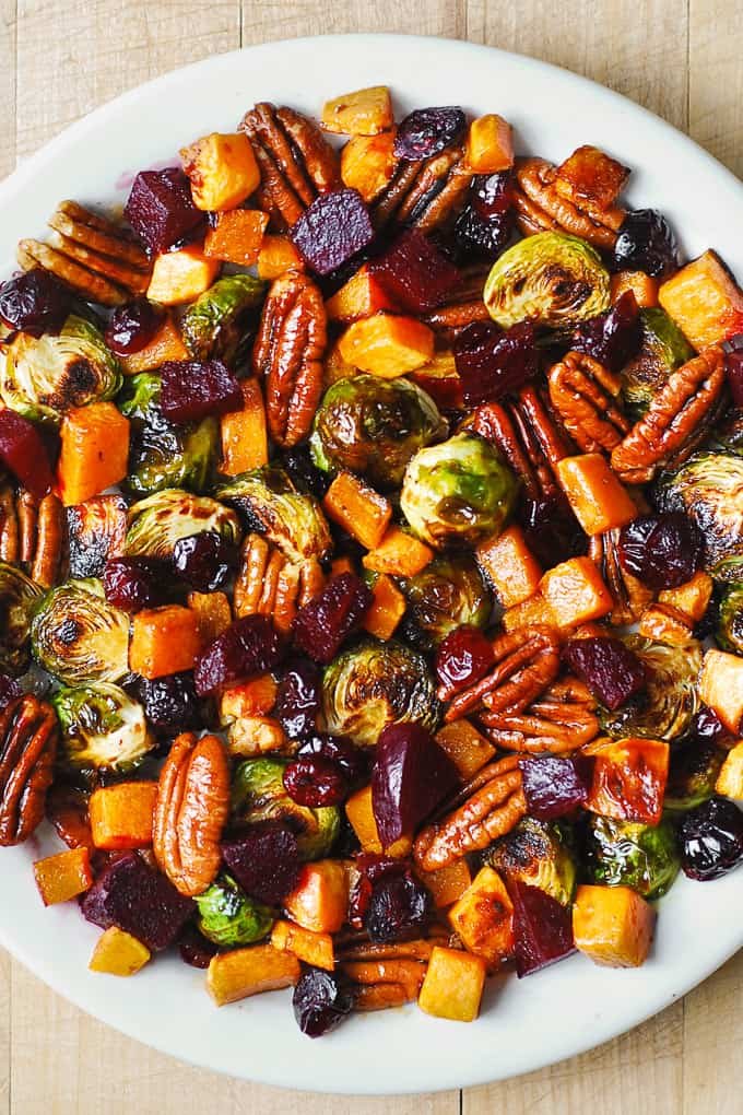 Winter Salad with Butternut Squash, Brussels Sprouts &amp; Beets
