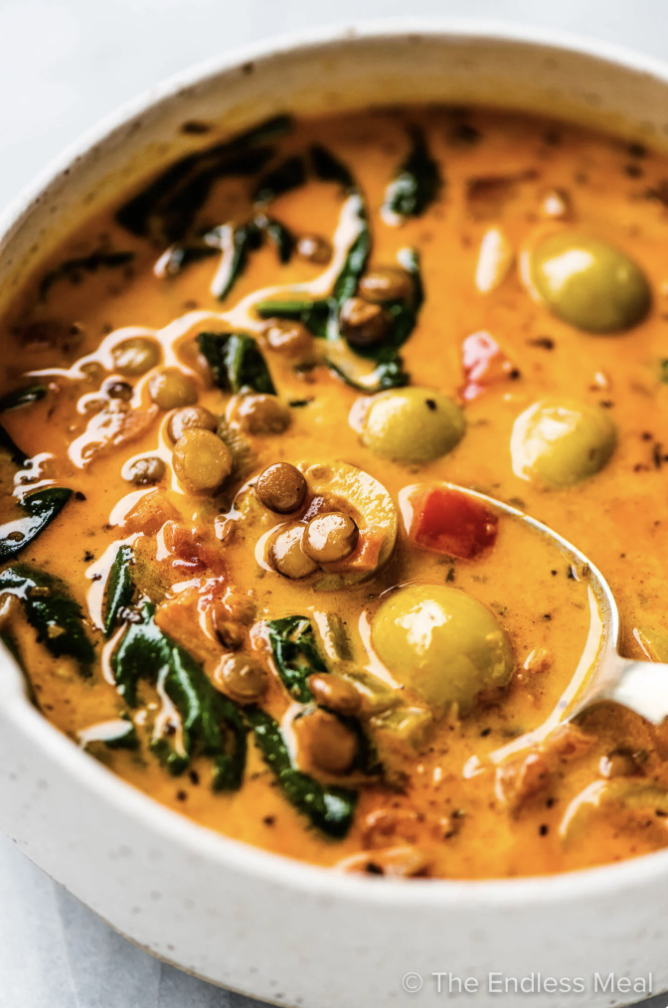 Tomato Lentil Soup with Olives