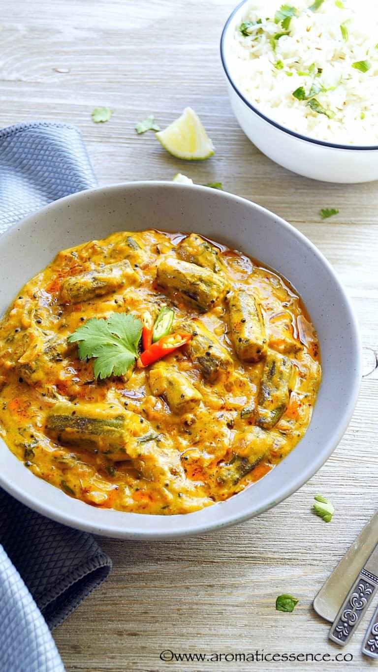 Dahi Bhindi (Okra Simmered In Yogurt Curry)