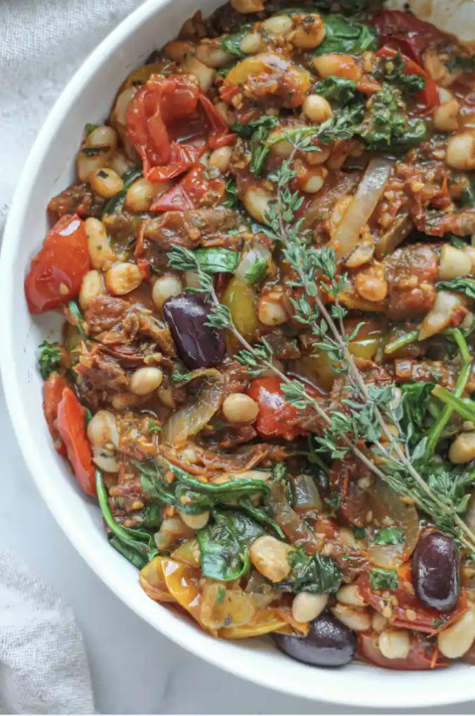 Roasted Tomato, White Bean and Spinach Stew