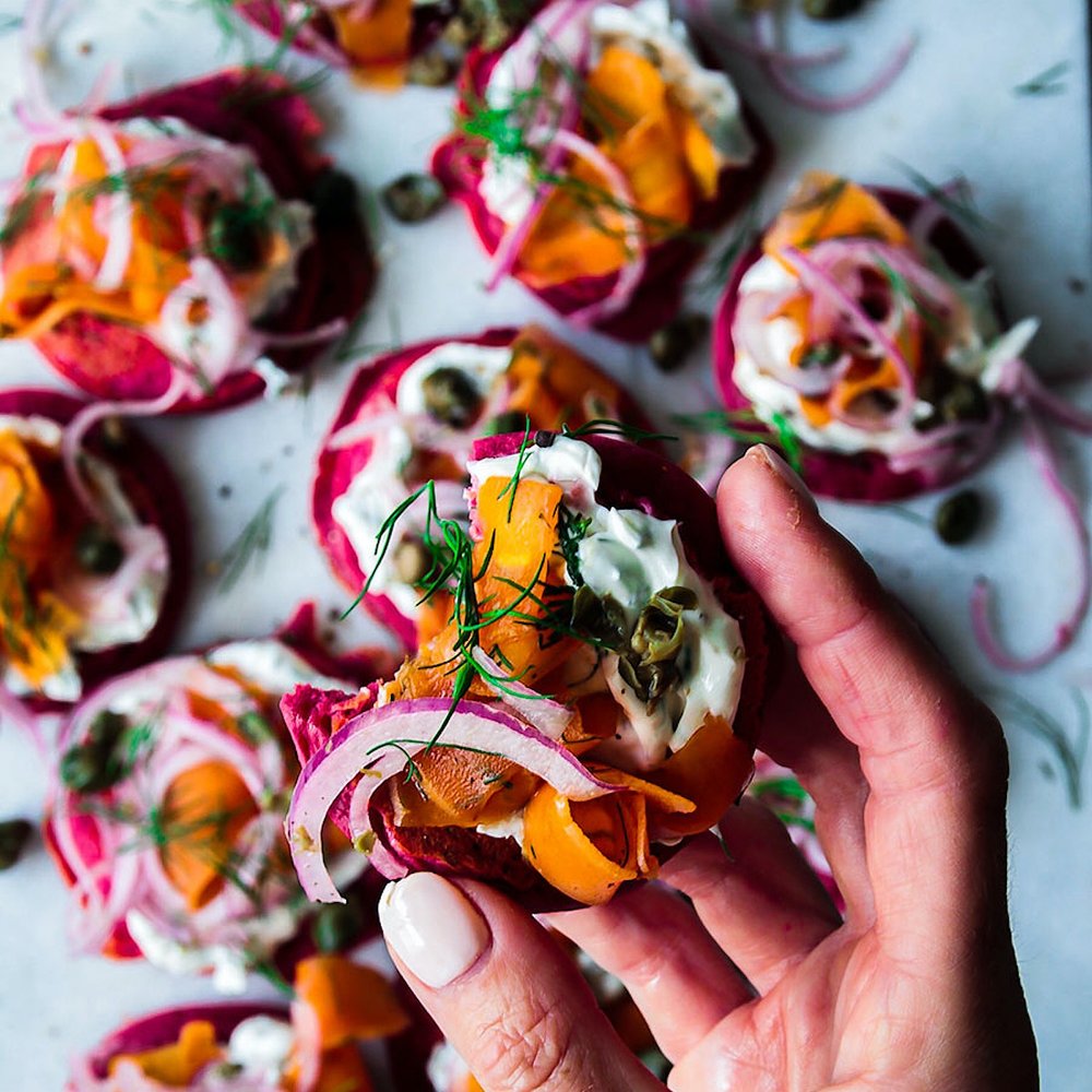 Beetroot Pancake with Carrot Lox