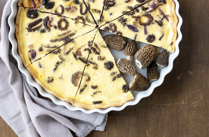Morel Mushroom Quiche with Caramelized Red Onions