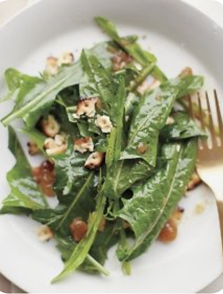 Wilted Dandelion Greens with Matzo Crumbles
