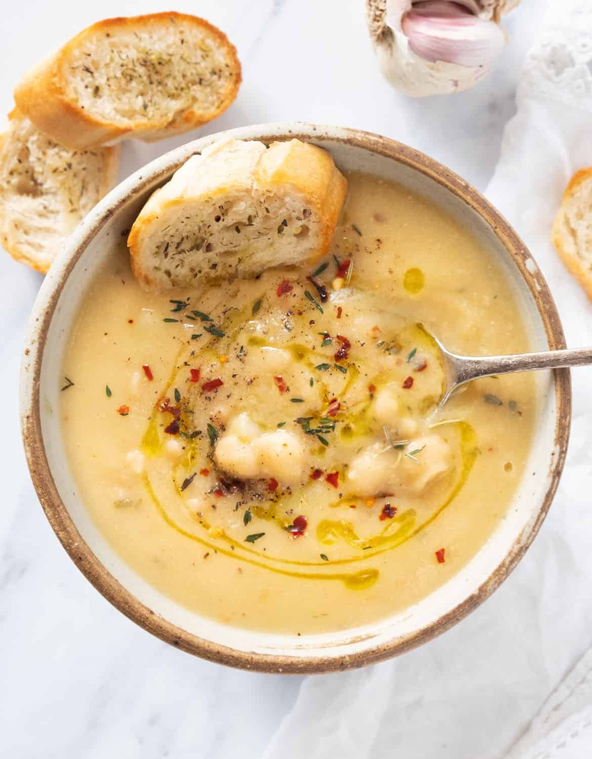 Vegan Garlic Chickpea Soup