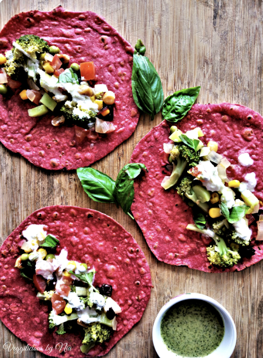 Beetroot Tortilla Veggie Tacos