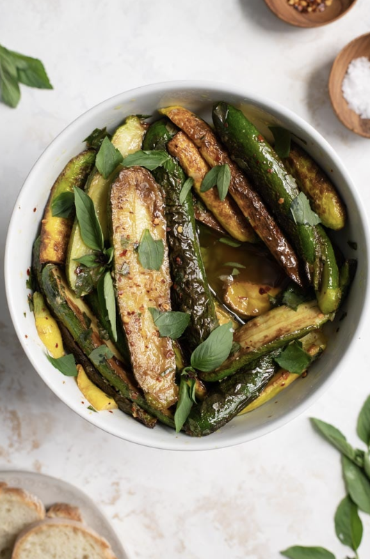 Marinated Zucchini with Mint and Thai Basil