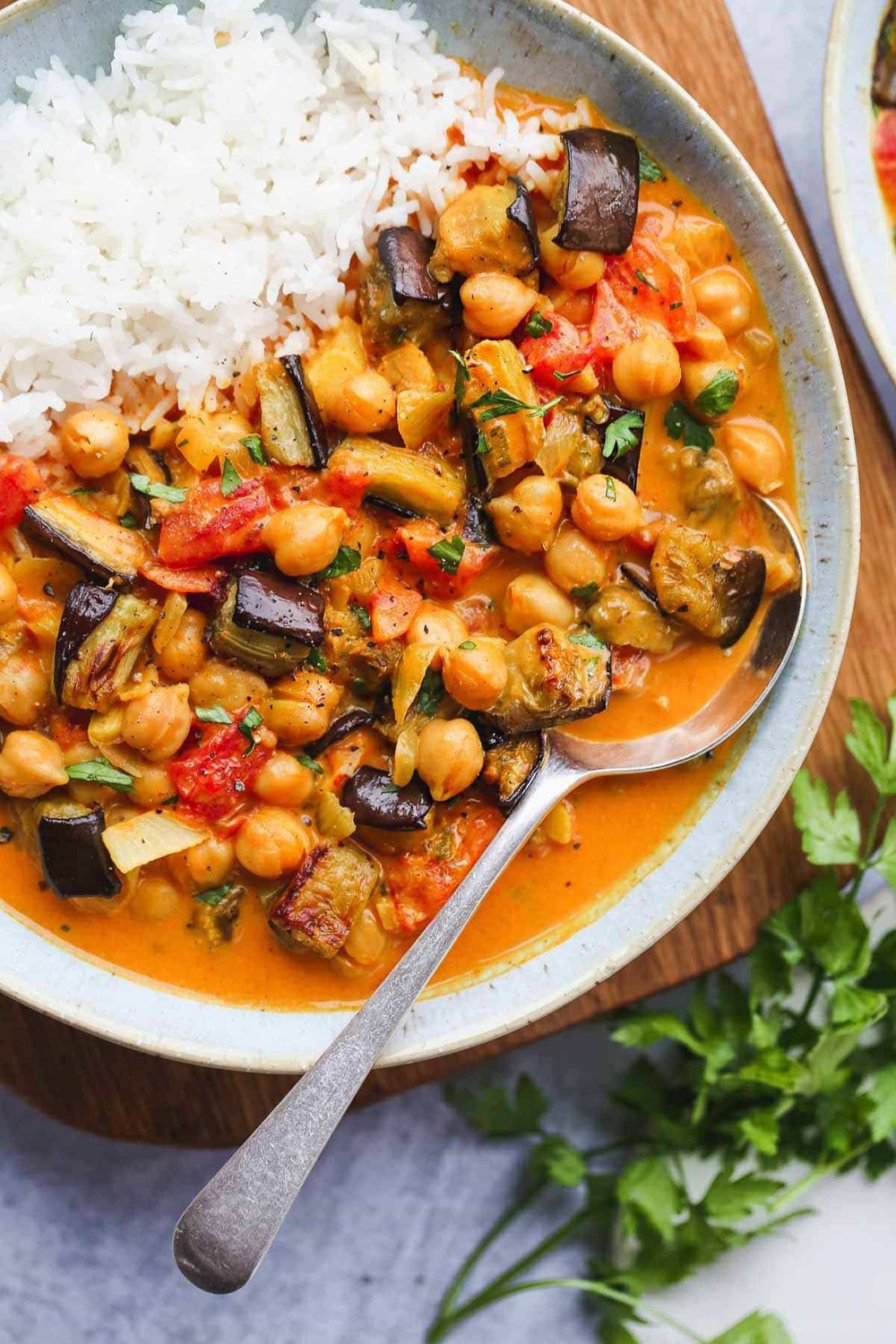 Aubergine and Chickpea Curry
