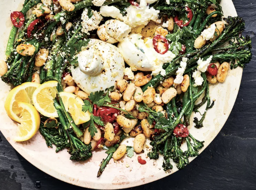 Cacio e Pepe Broccolini with Crispy White Beans