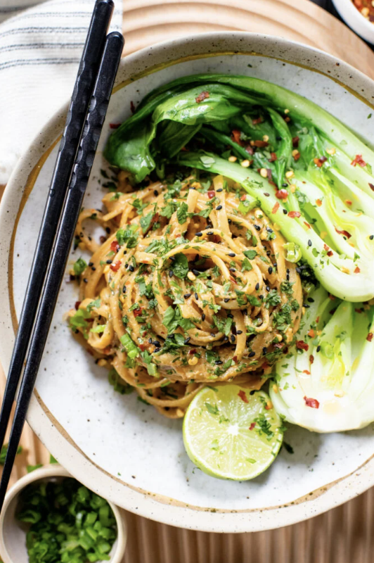 Spicy Tahini Noodles with Bok Choy