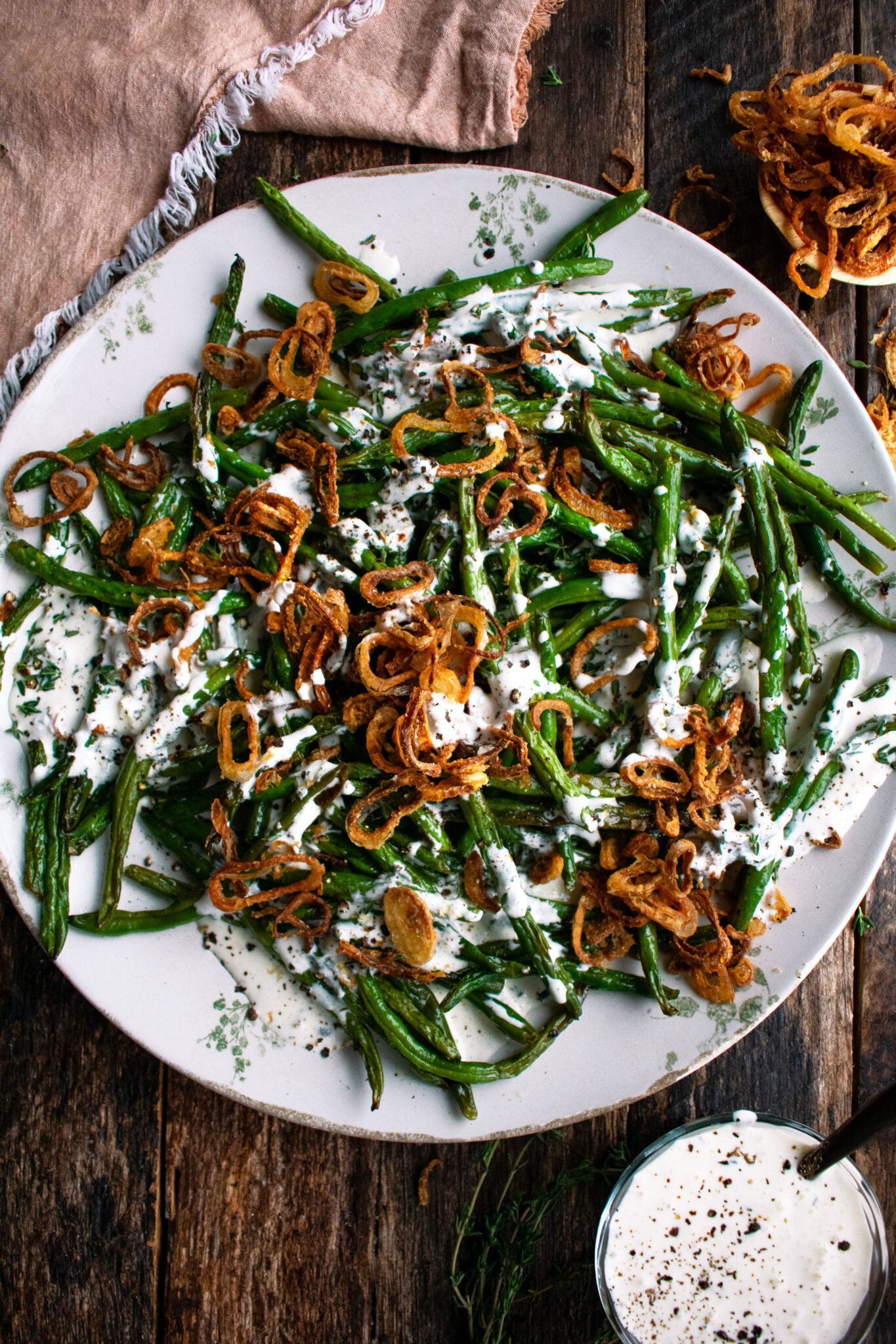 Roasted Green Beans with Buttermilk Dressing