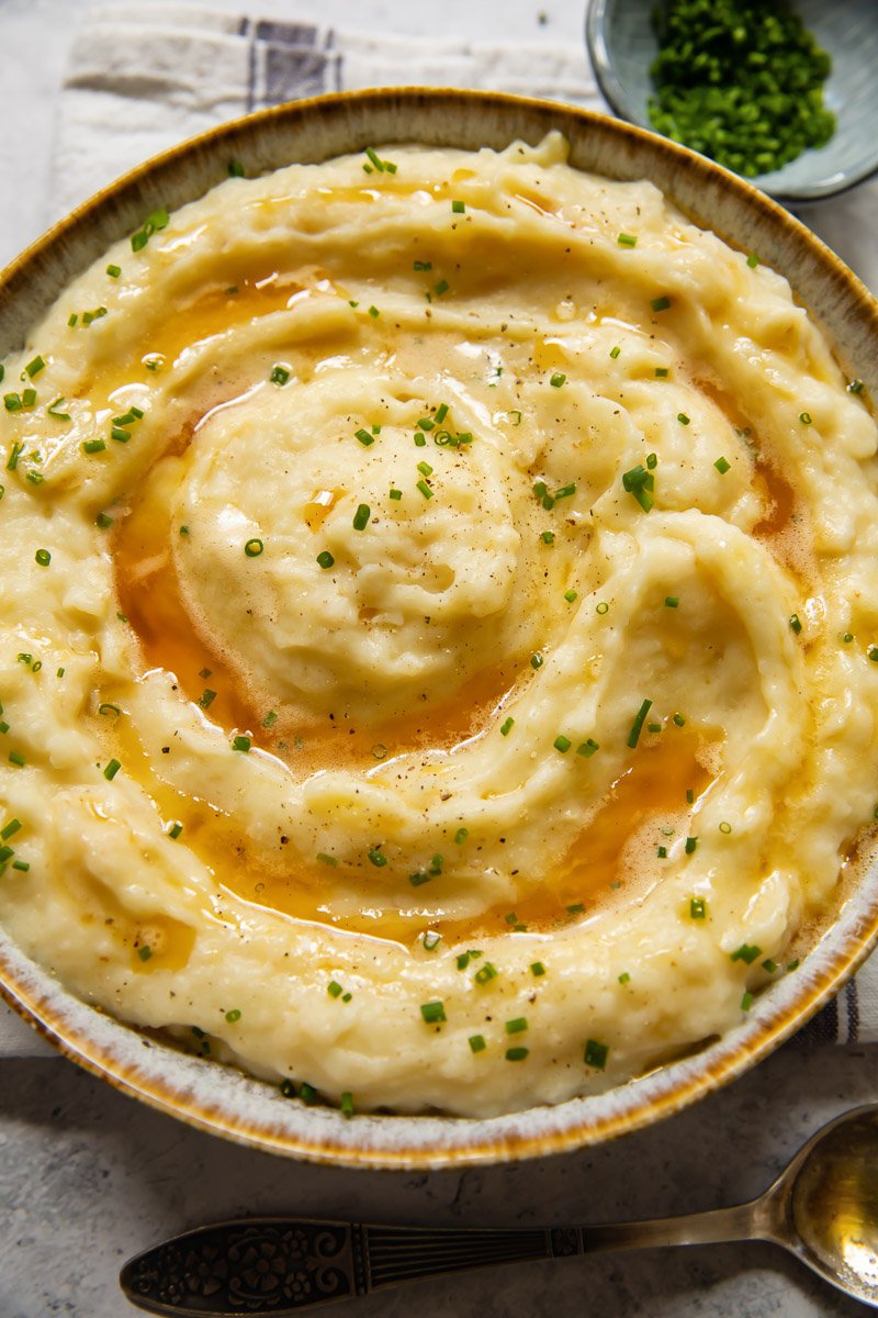 Creamy celeriac and potato mash with brown butter