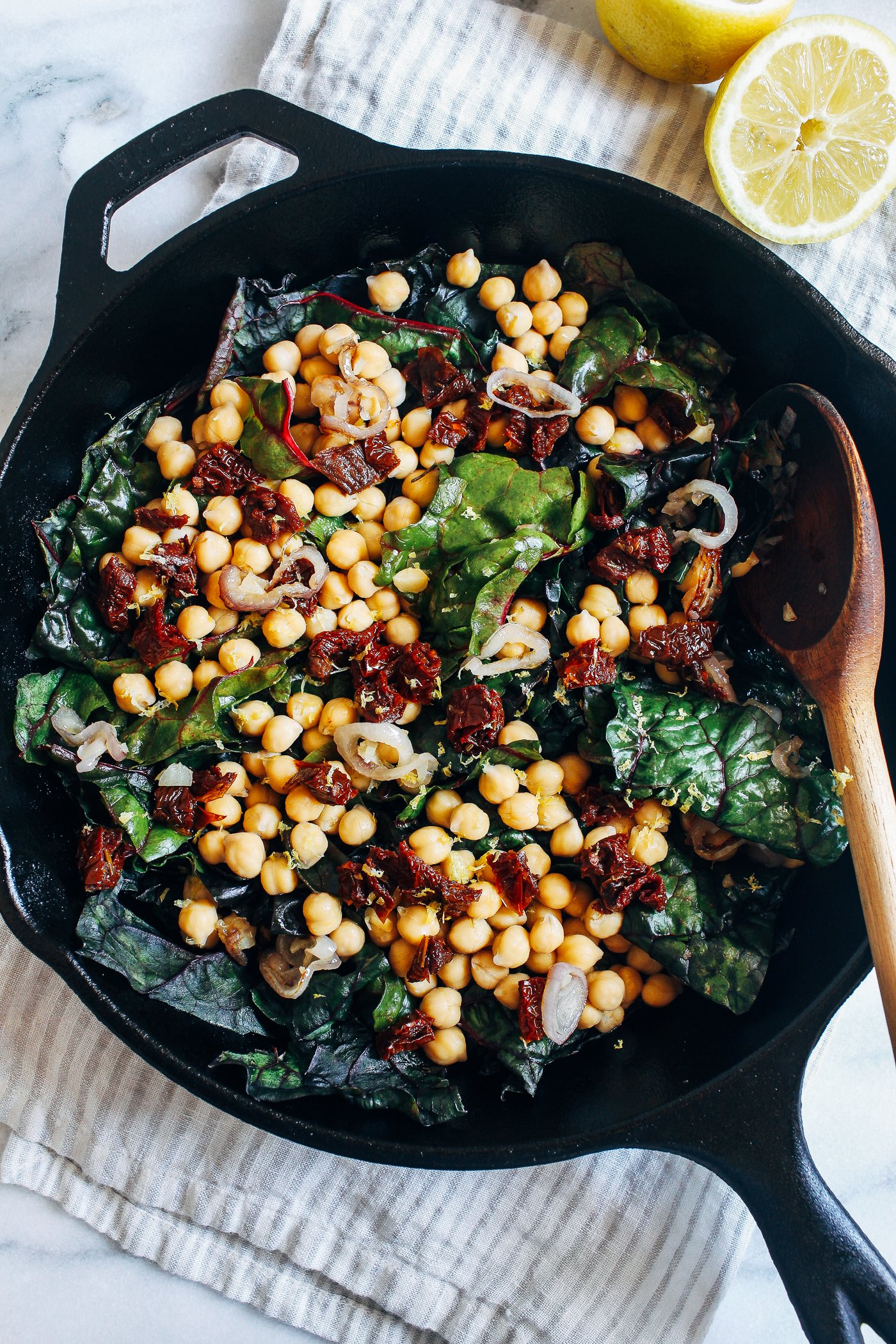 One Pot Garlicky Chard with Chickpeas