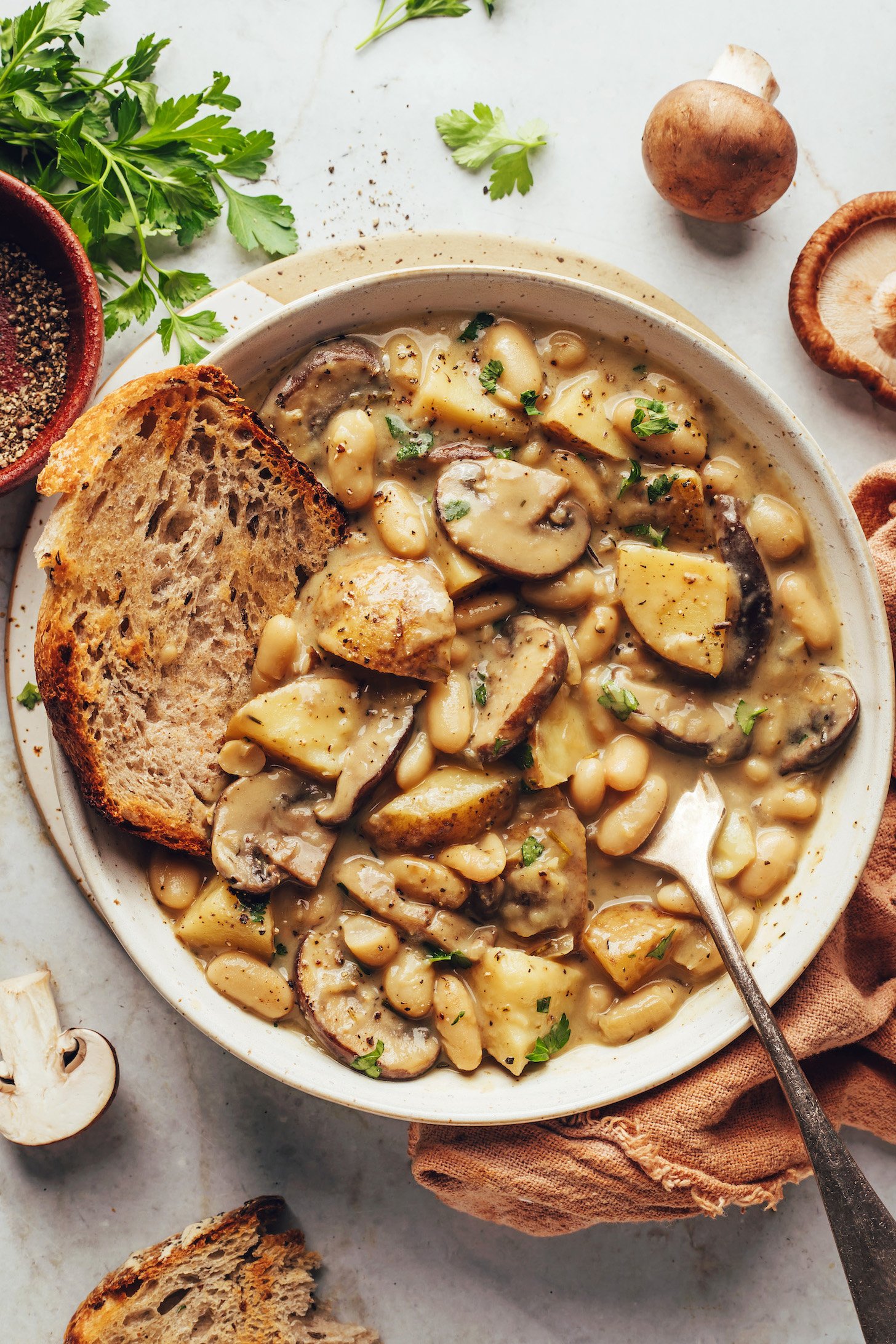 Cozy White Bean Vegan Mushroom Stew