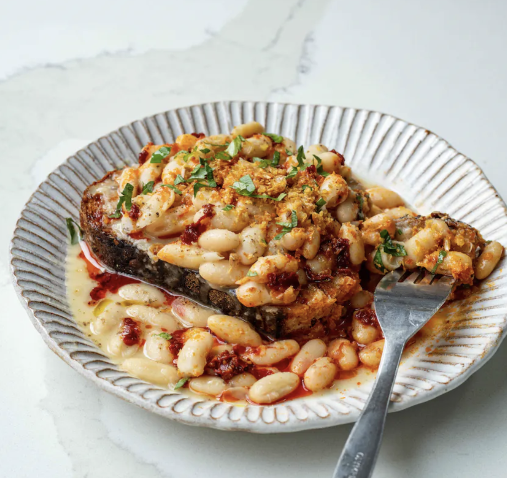 Brothy Miso Beans on Garlic Toast