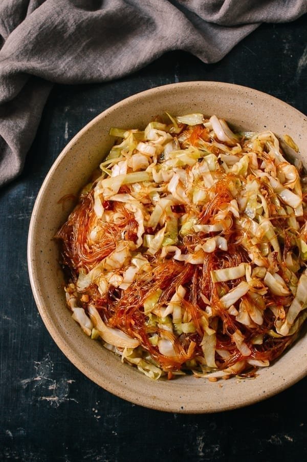 Easy Stir Fried Cabbage with Glass Noodles