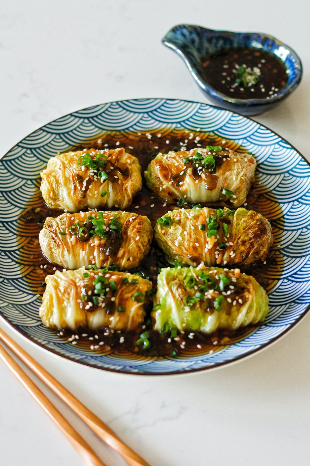 Vegan Napa Cabbage Rolls with Tofu Stuffing