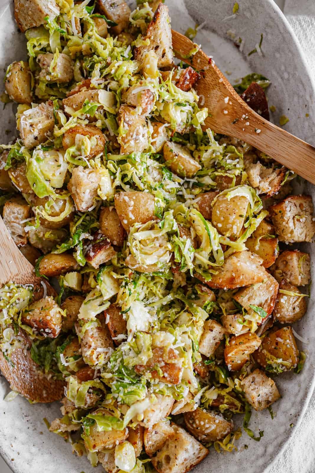Shredded Brussel Sprout Caesar Salad