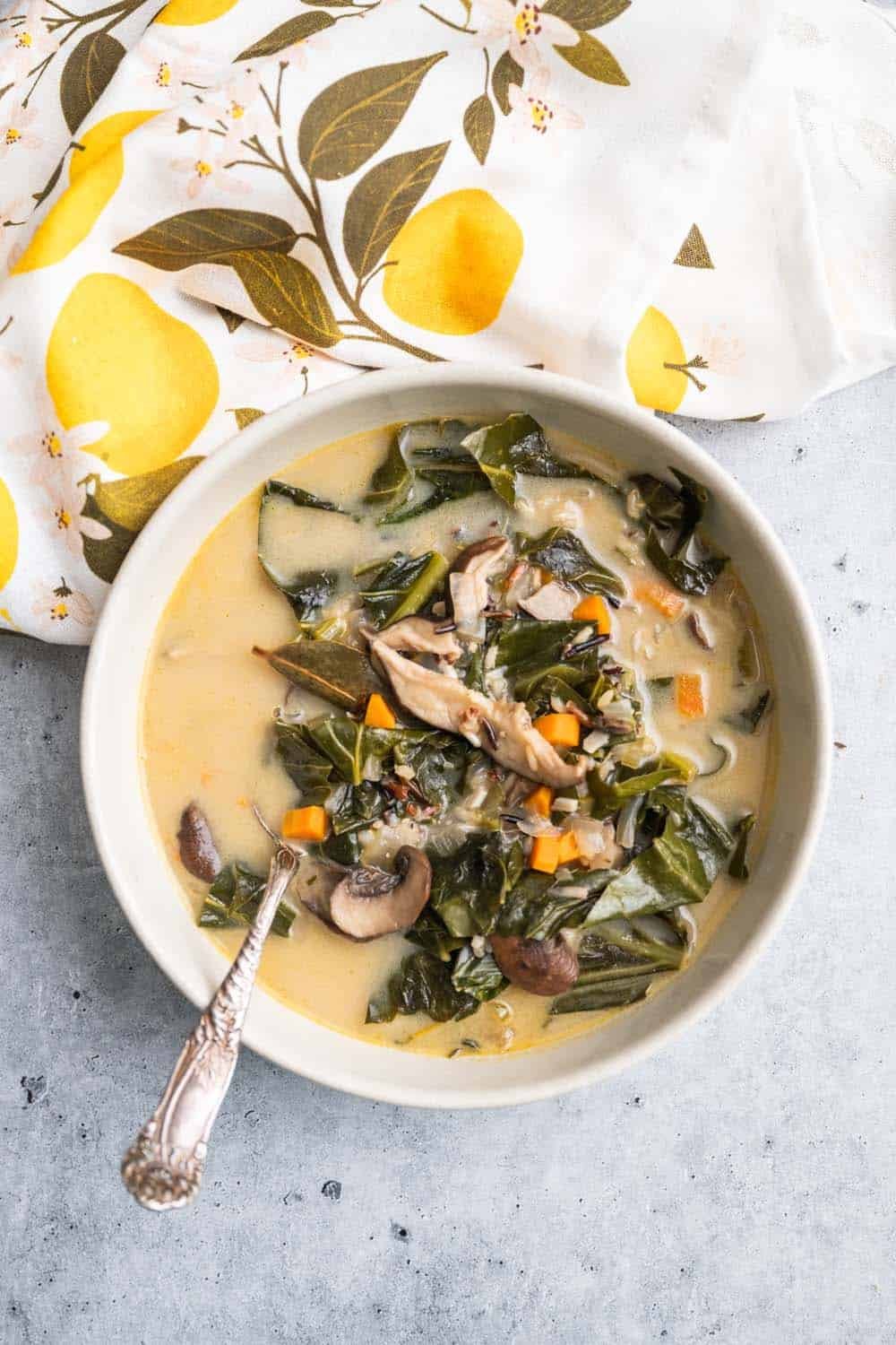 Collard Green and Wild Rice Soup with Mushrooms