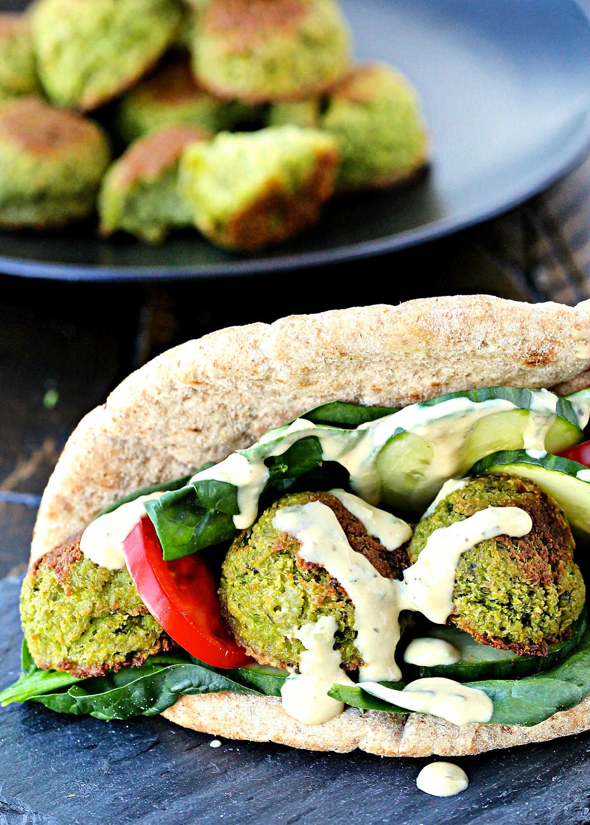 Edamame Falafel Pita Sandwiches 