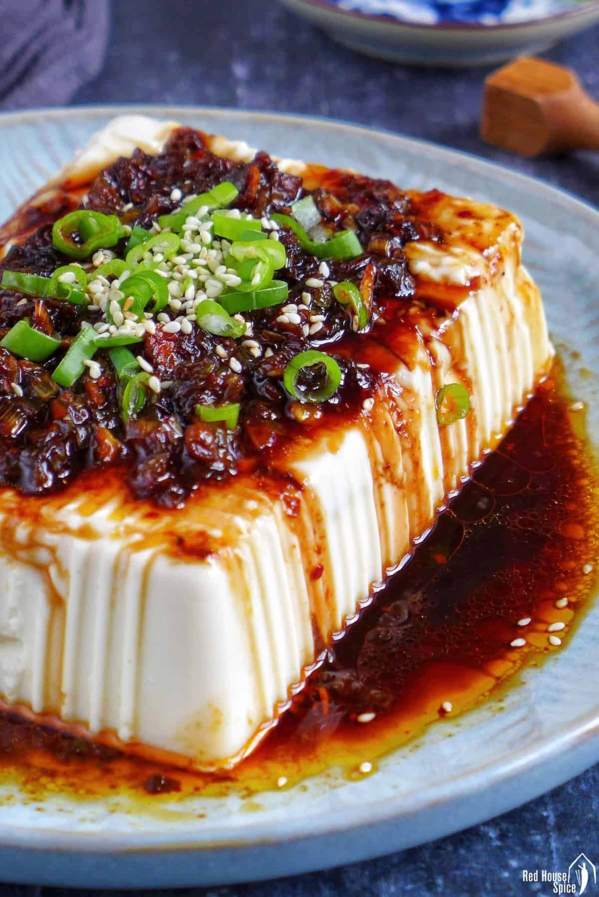 Silken Tofu with Scallion and Soy Sauce