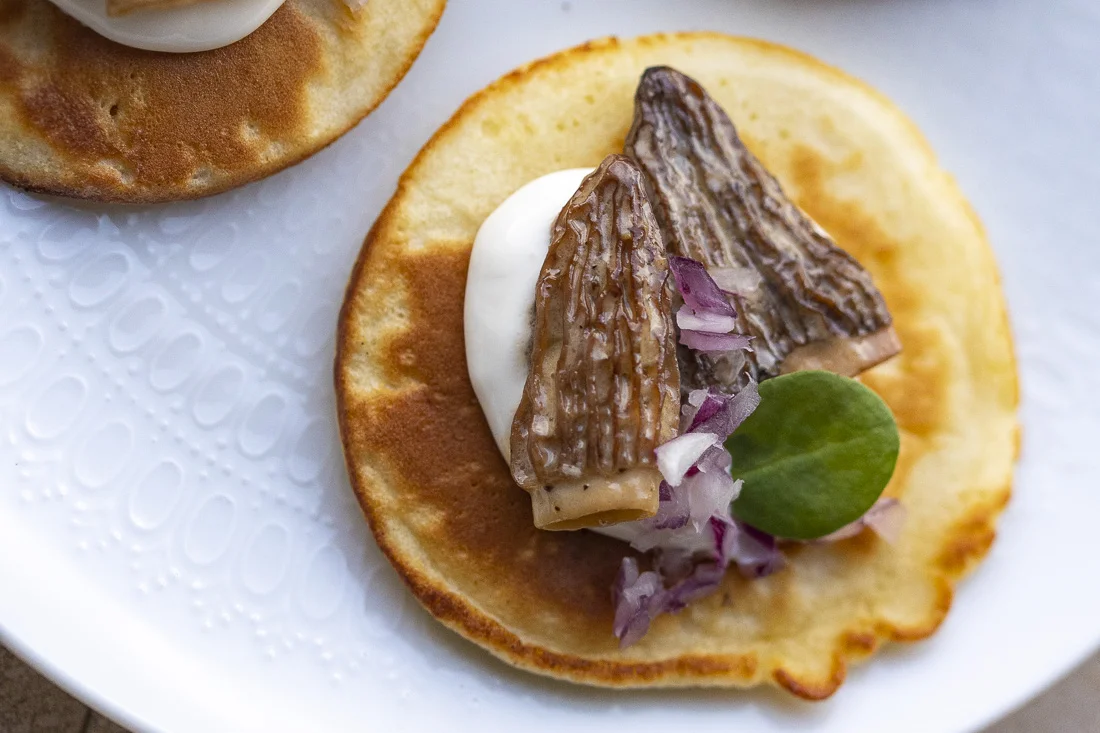 Blinis with Morel Mushrooms