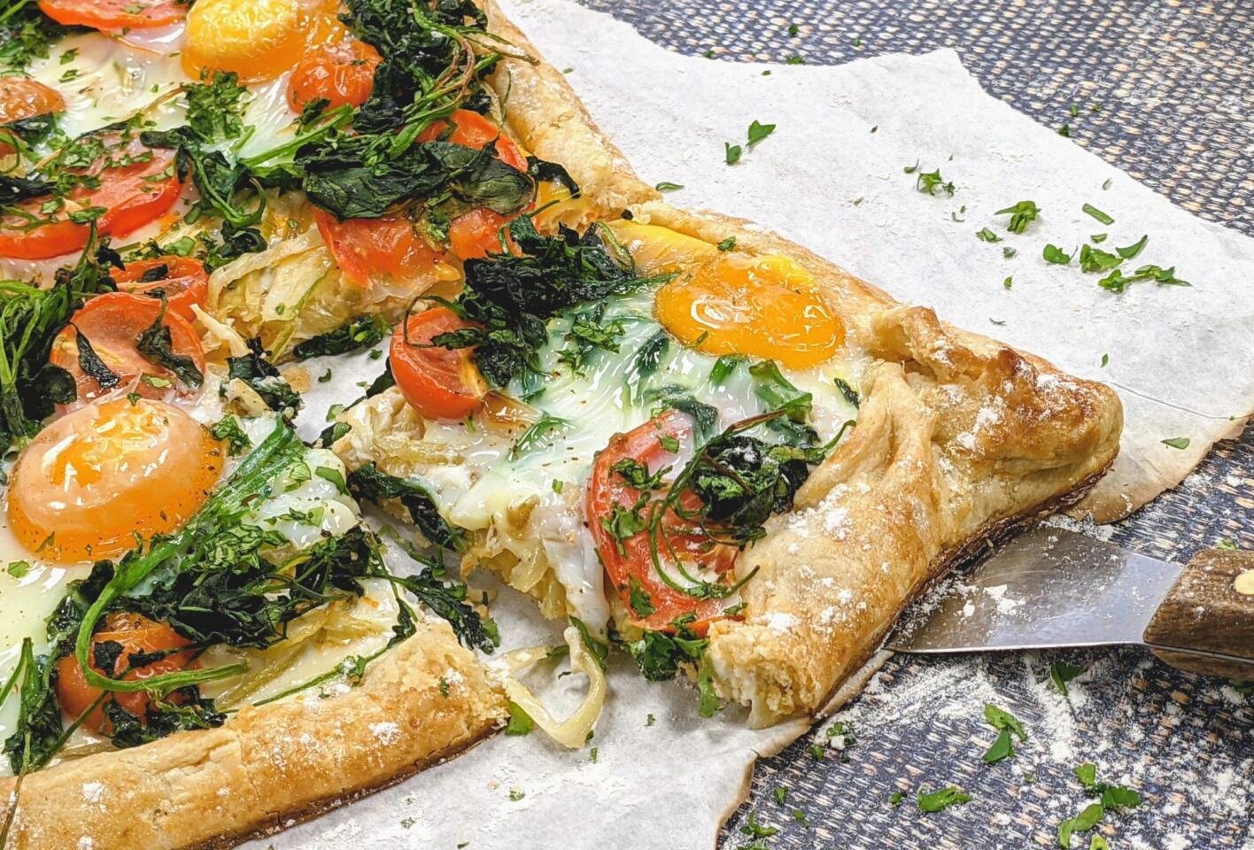 Baked Egg, Fennel and Watercress Galette