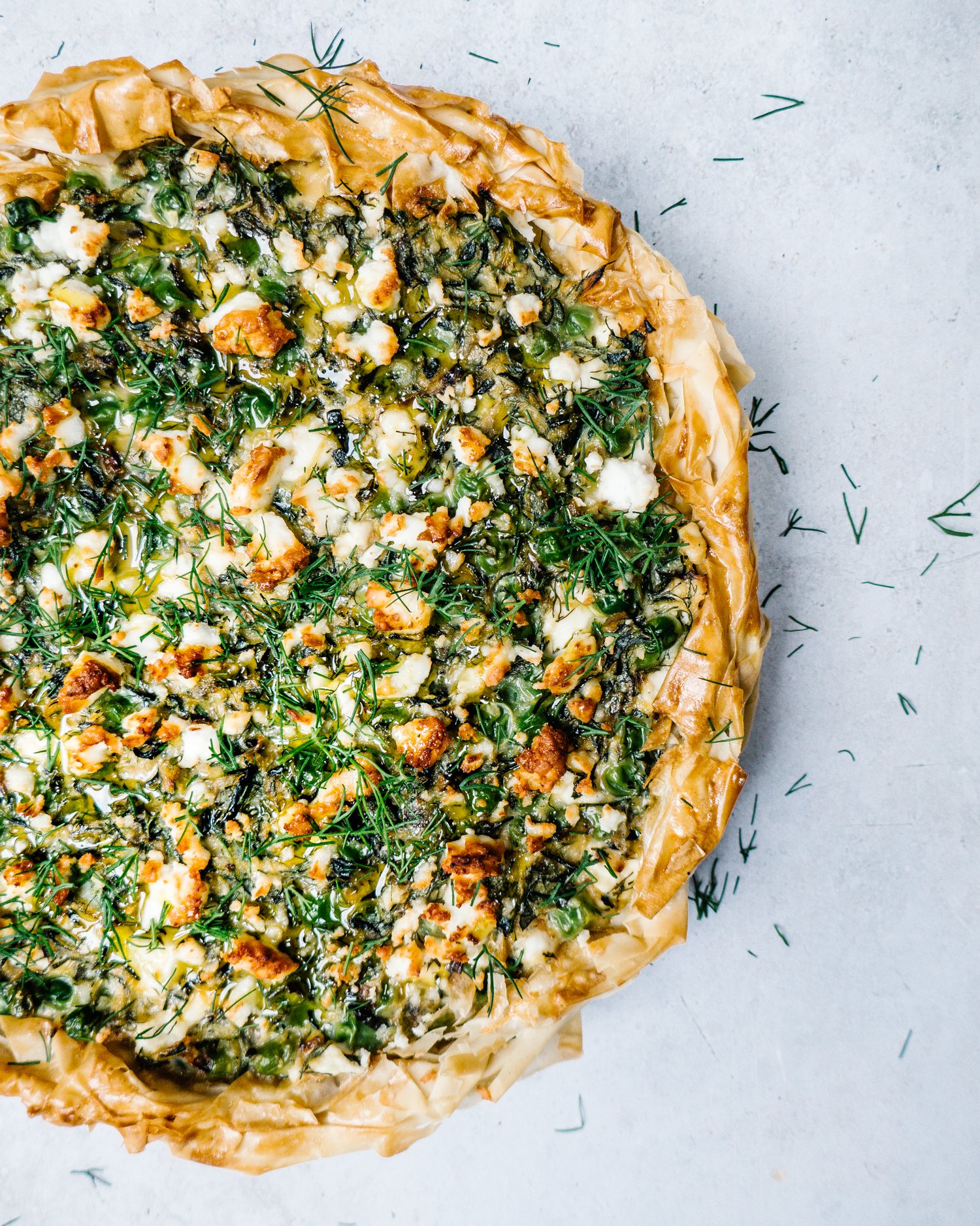 Courgette, Pea, Feta Filo Tart With Dill And Mint
