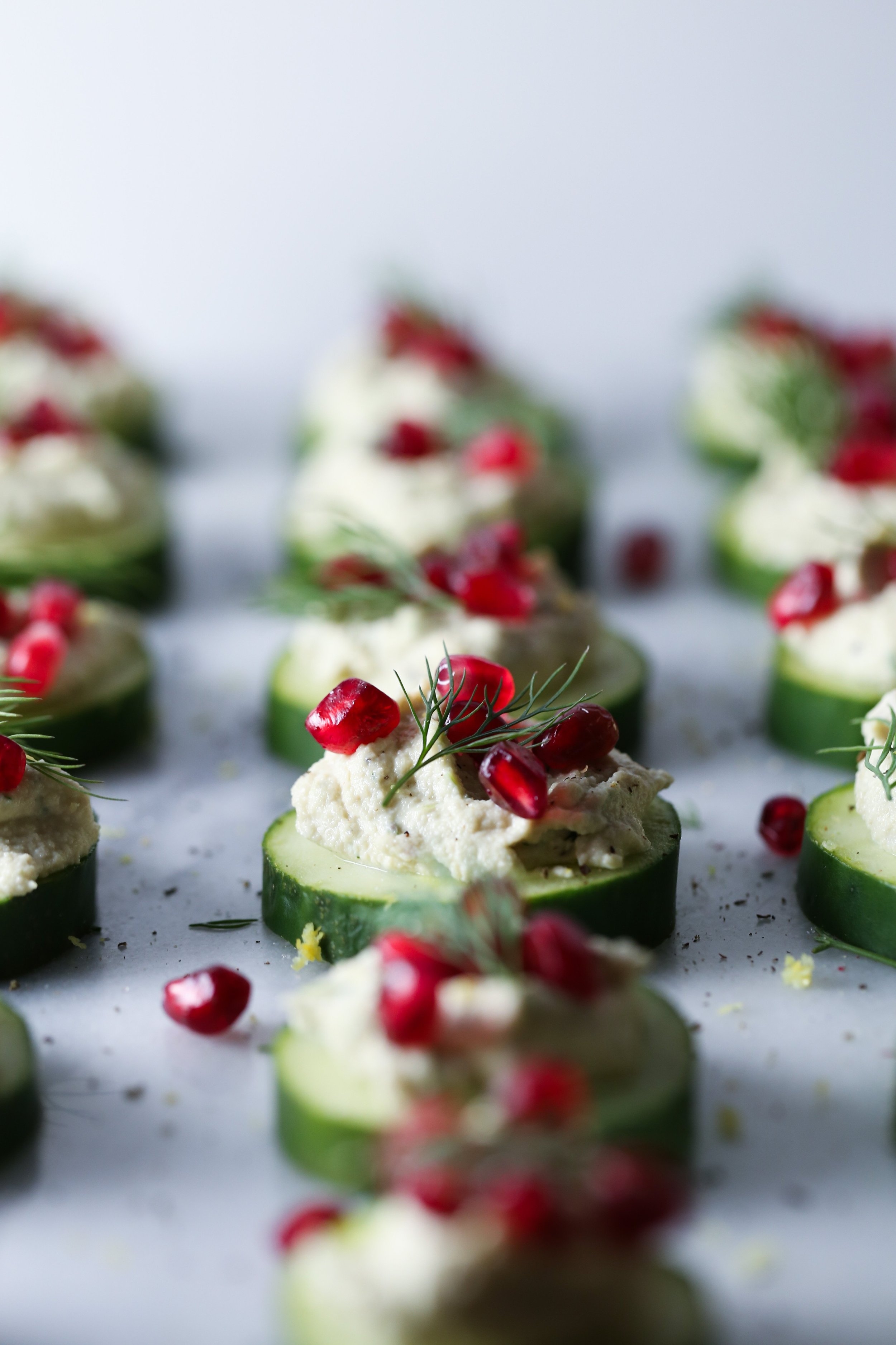 Herb cashew cream cucumber bites