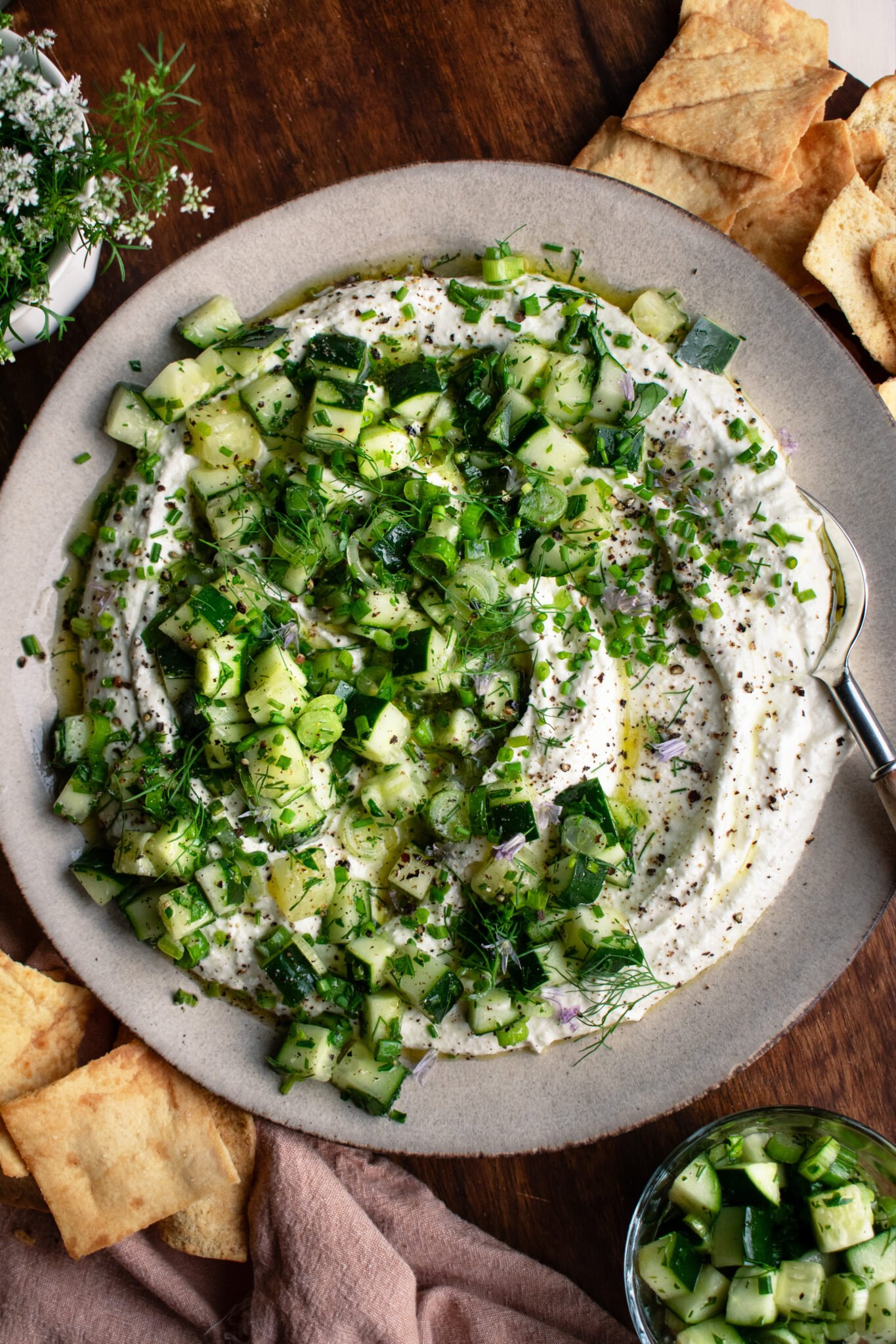 Whipped Feta Dip with Cucumber Salad