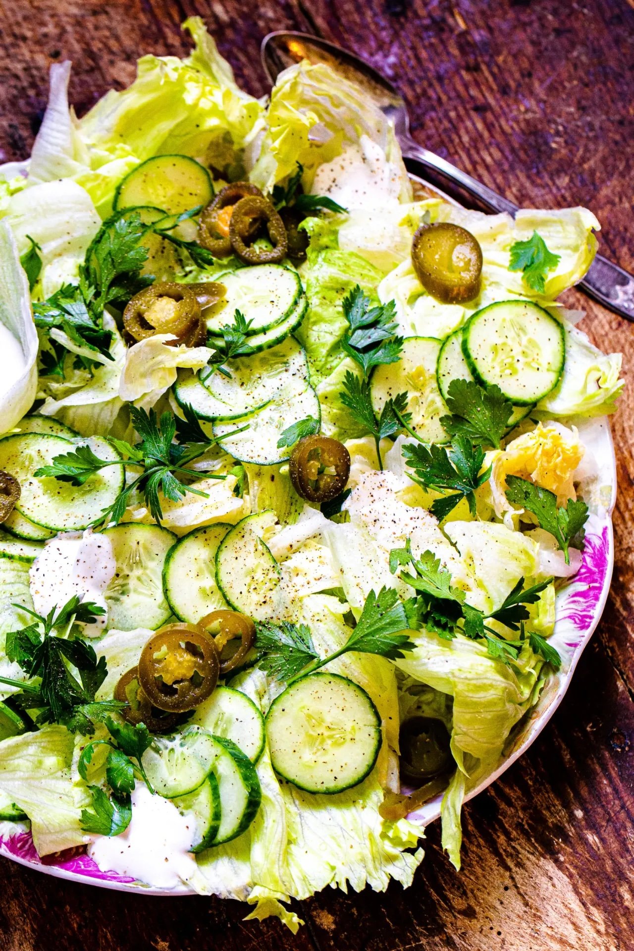 Lettuce, Jalapeno and Cucumber Salad