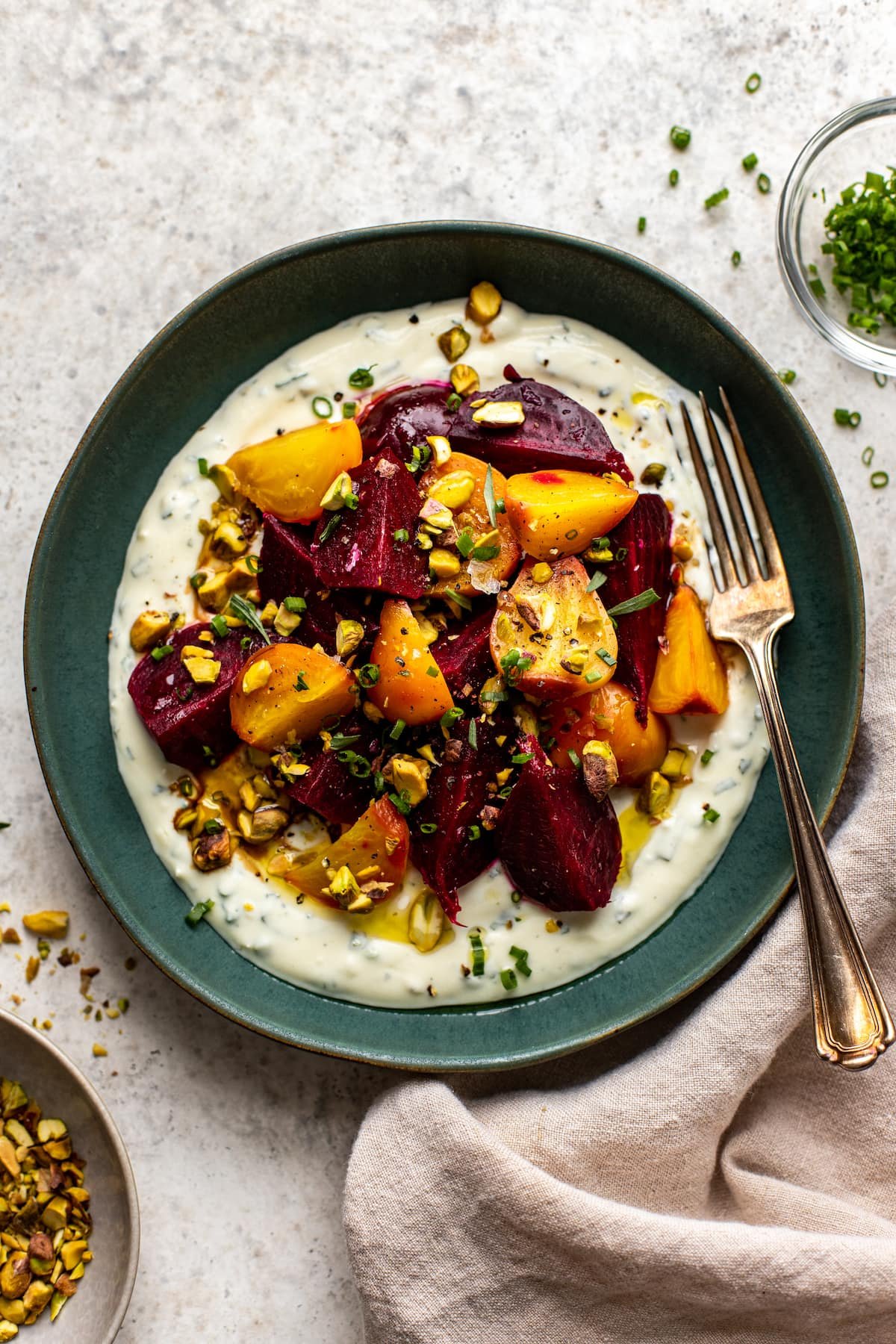 Tender Beet Salad with Greek Yogurt Dressing