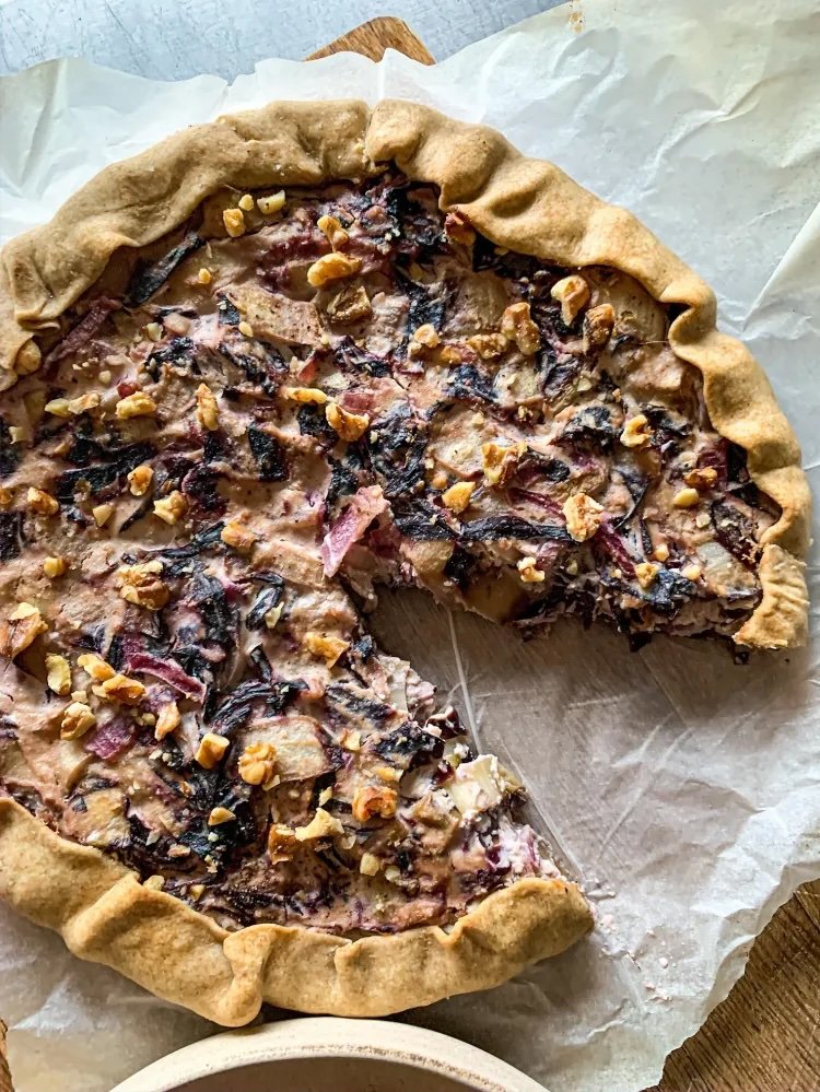 Comforting Radicchio and Walnut Vegan Quiche