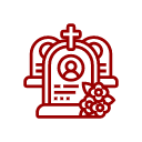 Herz mit Kreuz, Blumen und Schmuck, Symbol für Liebe und medizinische Versorgung als Symbol für Beerdigung, Bestattung, Abschied, Lebensfeier, Trauerkultur und Begleitung