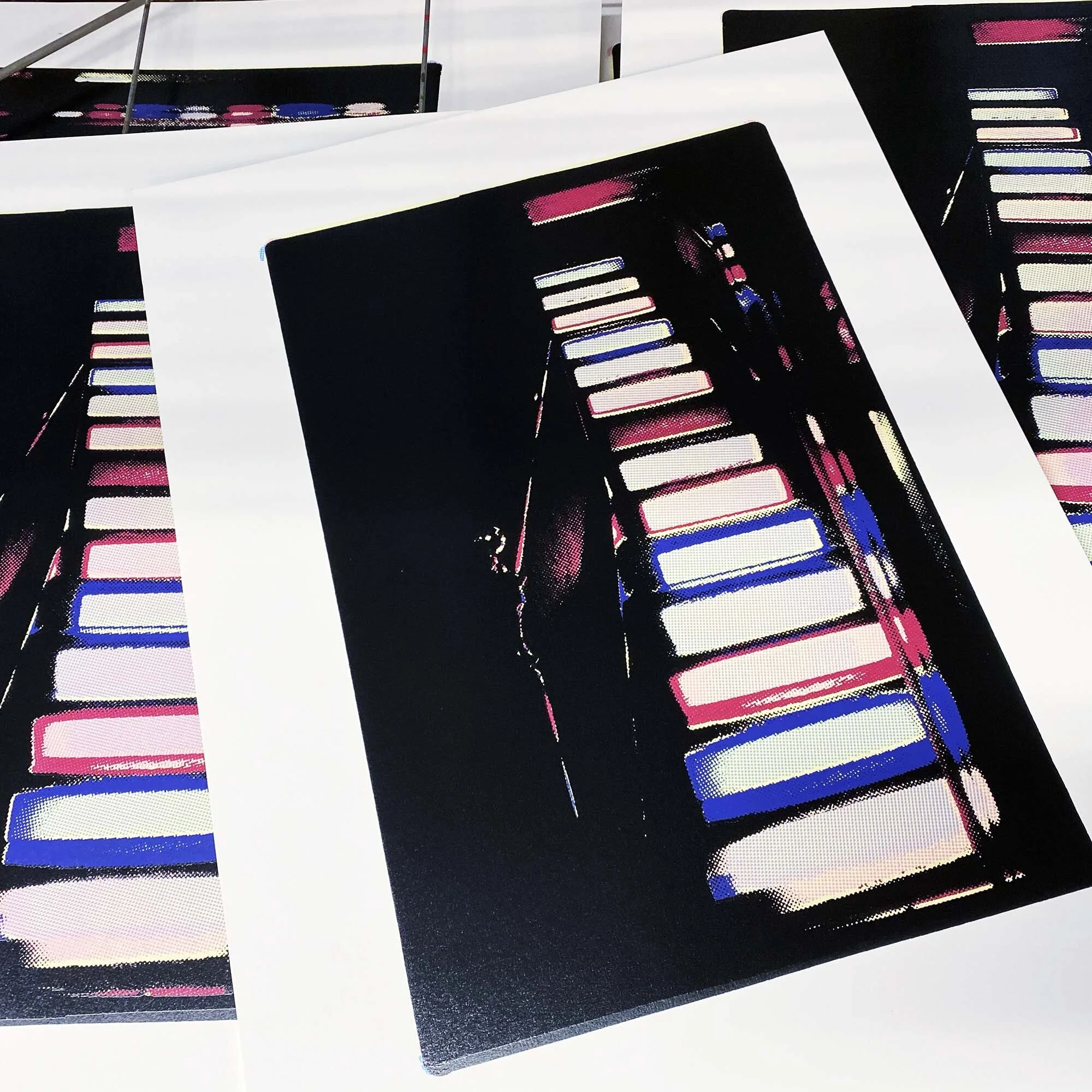 Emmanuelle Orr Upstairs screenprint on the rack.jpg